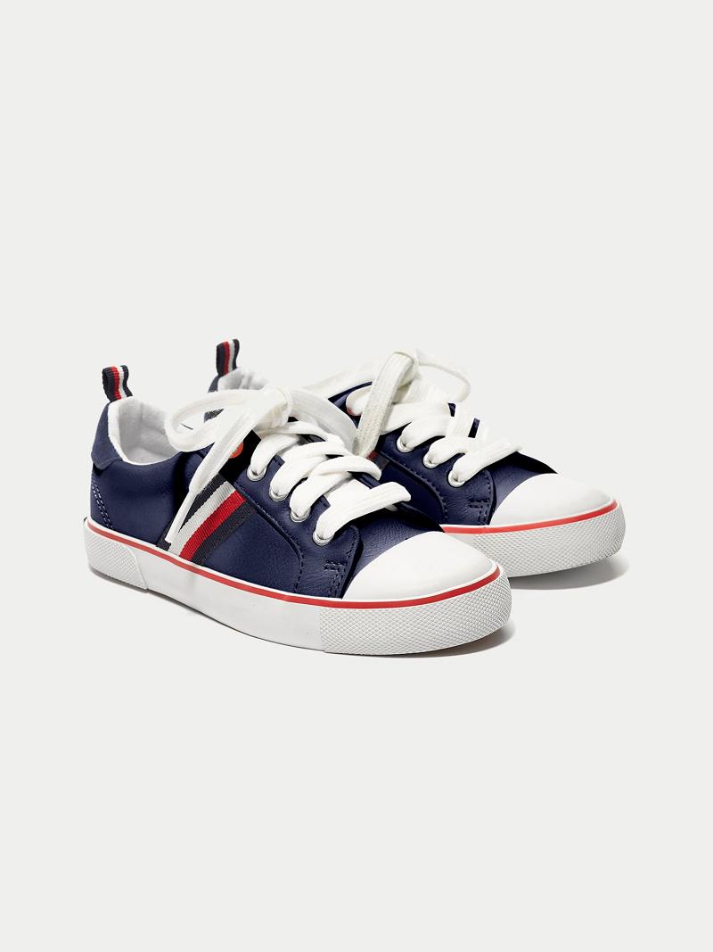 Fiú Tommy Hilfiger Signature Stripe Tornacipő Sötétkék | HU 2327TCE